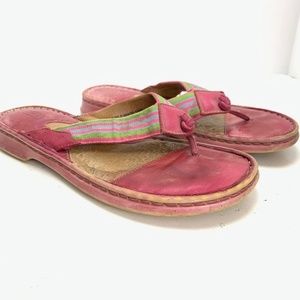 BORN Leather Thongs Pink Sandals Flip Flops sz 9
